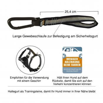 Kurgo Seatbelt Teather with Carabiner Black